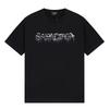 BALENCIAGA Verão Nova Chegada Algodão Estampado Gola Redonda Manga Curta Camiseta Preta F133