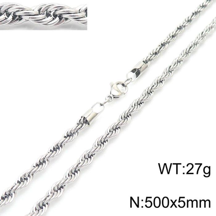Spot Multi-Size Stainless Steel Twisted Rope Chain Necklace for Couples - Unisex Titanium Steel Design