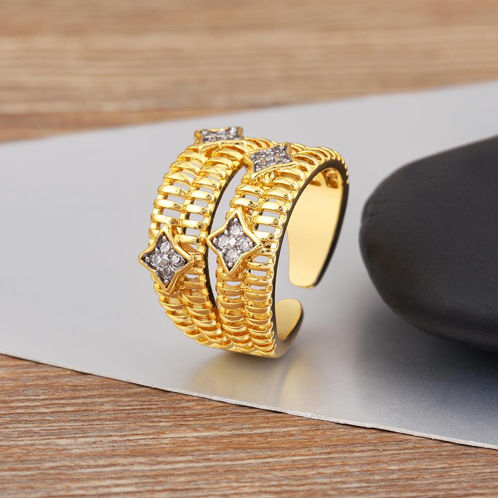 

Nidin New Arrival Punk Style Hollow Design Multilayer Charm Open Rings Adjustable For Women Men Fashionable Finger Jewelry Gifts