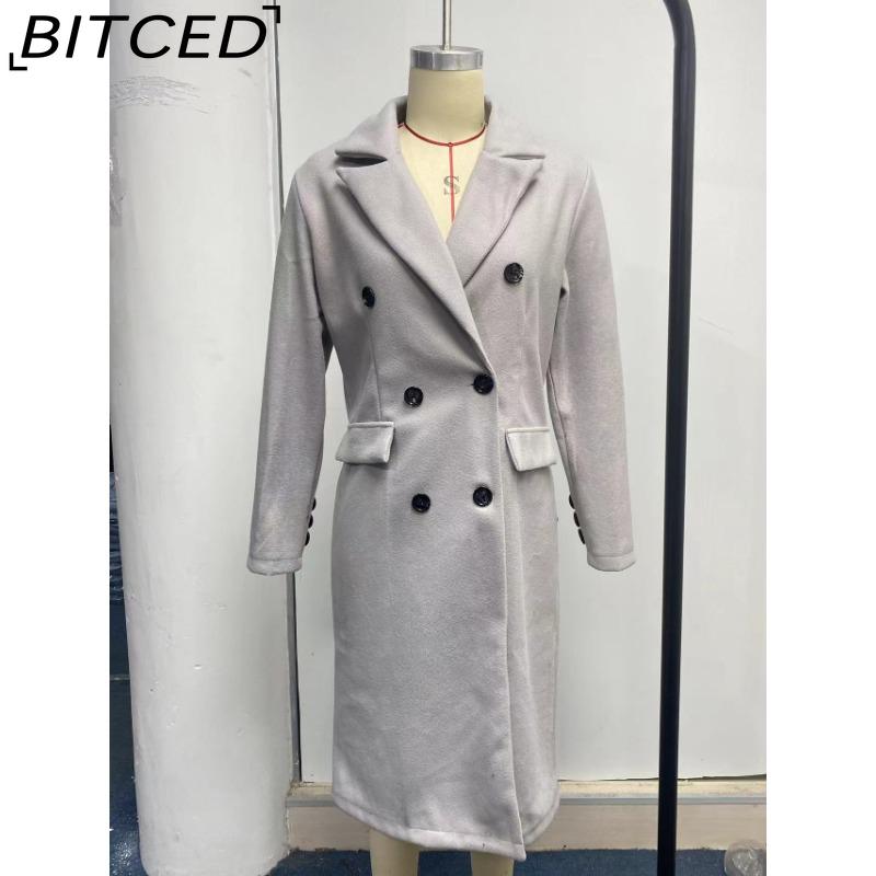 BITCED Women's Vintage Casual Lattice Print Autumn Winter Long Sleeve POLO Neck Jackets & Coats