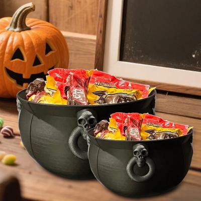 Caldeirão de Bruxa de Halloween Chaleira Tigela para Servir Doces Plástico Grande Pote Caldeirão Preto Balde Decoração Gostosuras ou Travessuras Suprimentos para Festa