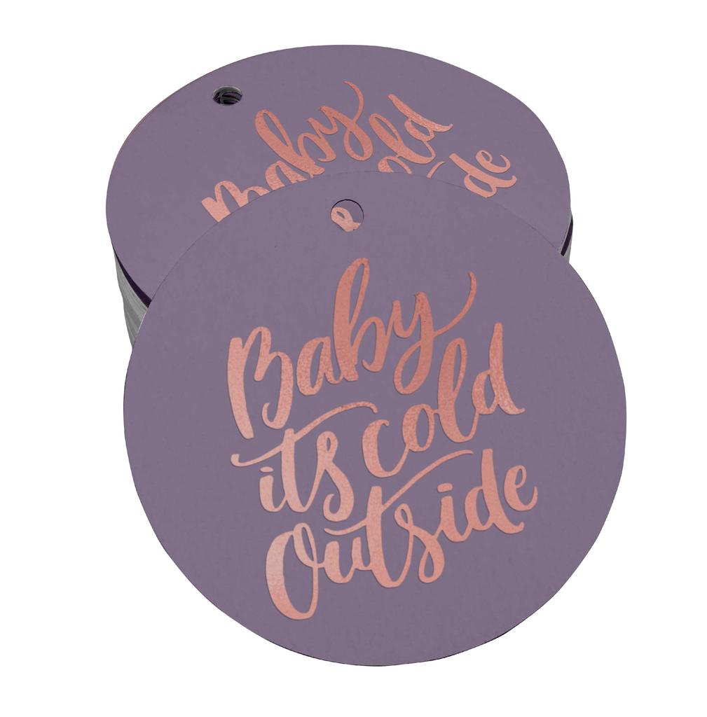 Inkdotpot Real Gold Foil Baby It's Cold Outside Baby Shower Tags Favor Hang Paper Tags 100