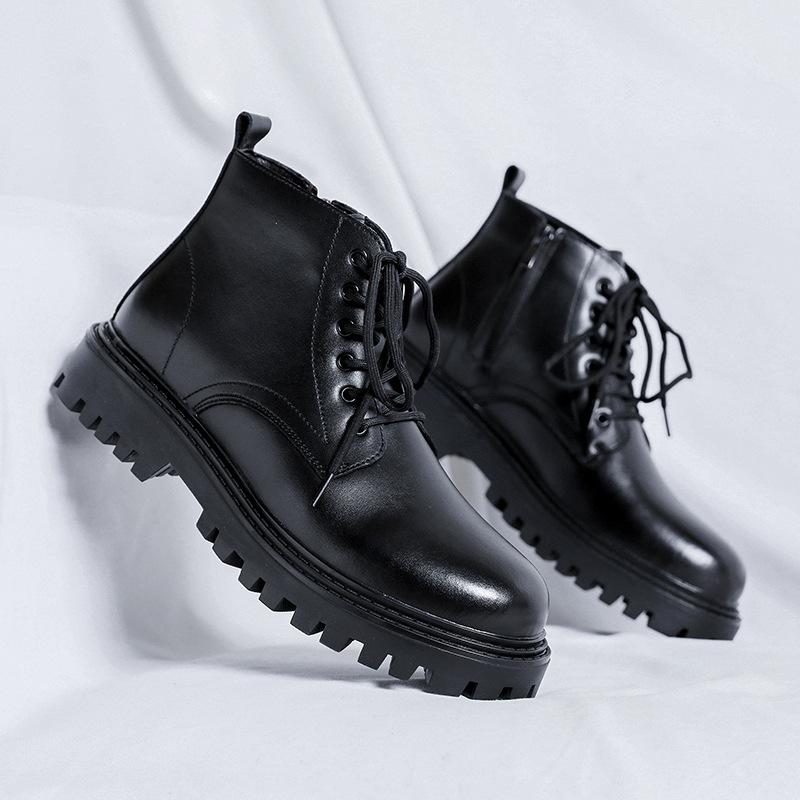 

Мужские ботинки Мартин, британские высокие ботинки, новая кожаная обувь средней высоты, черные рабочие ботинки Челси, короткие ботинки 2553-R 38 чёрный