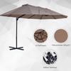 Oval Parasol, Double Brown Parasol, 445x260cm, Cantilever Parasol with Crank, Parasol Stand, Garden and Market Parasol for Garden