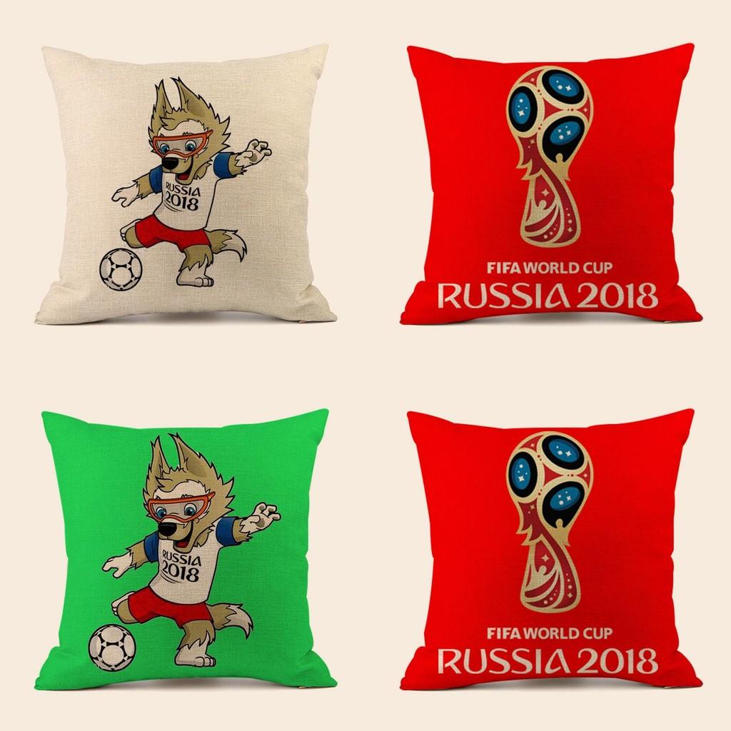Soccer Fans World Cup 32 Teams Cotton Pillowcase With Emblem For Home Bar Lounge