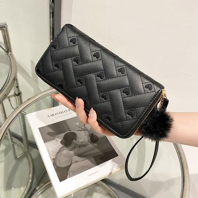 Long Ladies' Wallet for Spring and Summer, Simple Double-zipper Embroidered Wallet, Hand-held Bag, Card Bag, Coin Purse