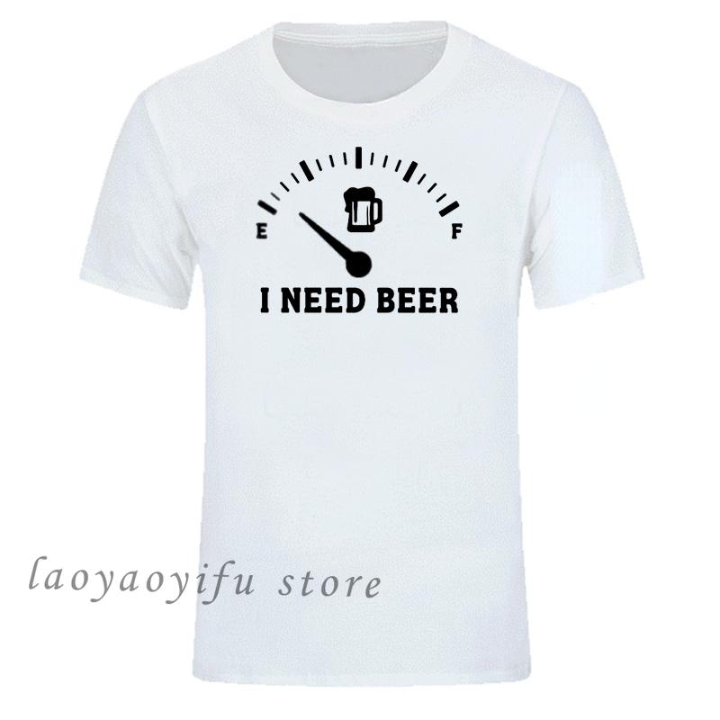 Tankanzeige Ich brauche Bier T-Shirt Bestseller Herrenbekleidung Sommermode Männliche Kurzarm-Tops Lustige Grafik-T-Shirts Ropa Hombre