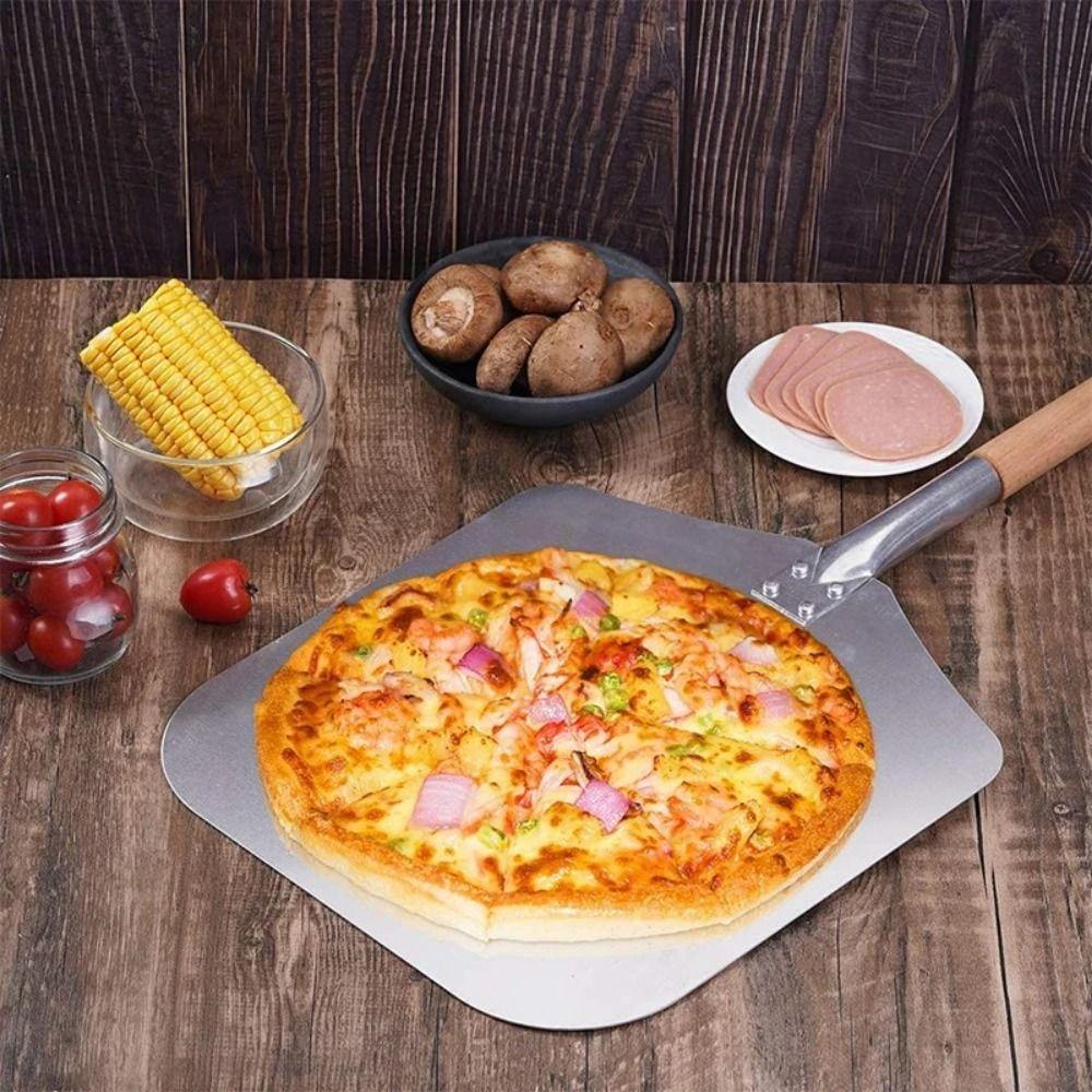 Aluminium Zinc Zinc Alloy Pizza Paddle Extended Wooden Handle Pizza Spatula Paddle Pizza Oven Accessories
