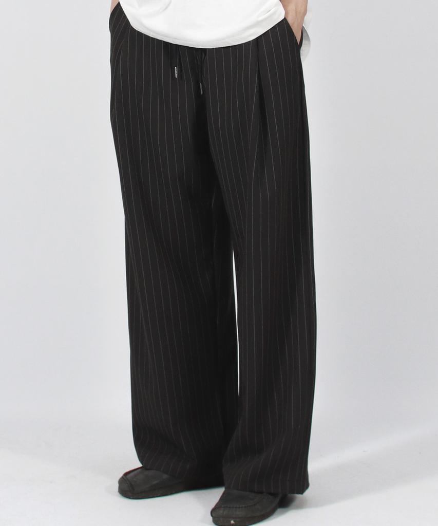 Deumakeu M Solid Stripe Wide Pants Black