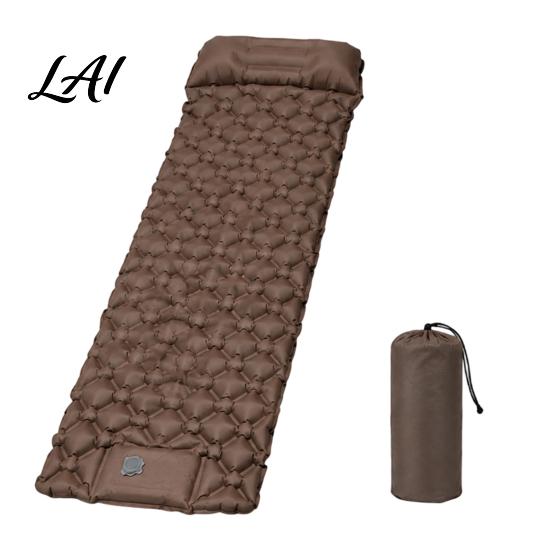 Foot Pump Inflatable Mattress Camping Sleeping Mat with Pillow & Built-in Pump Ultralight Single Tear Resistant Air Person Mattress for Outdoor