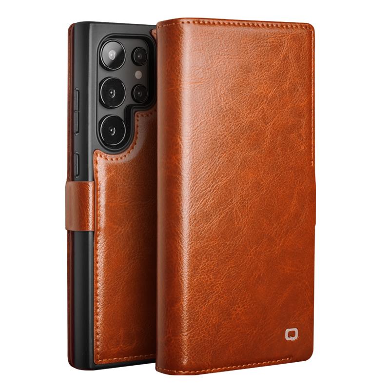 Genuine Leather Phone Case for Samsung S25+ Plus 5G Business Style Fashion Luxury with Card Slots Cover for S25 Ultra 5G