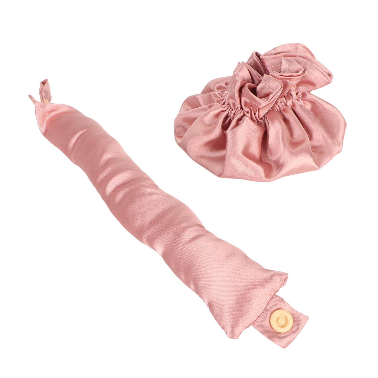 

Heatless Bun Hair Styling Kit Cloth Portable Soft Satin Heatless Curler for Sleeping Long Hair Dusty Pink