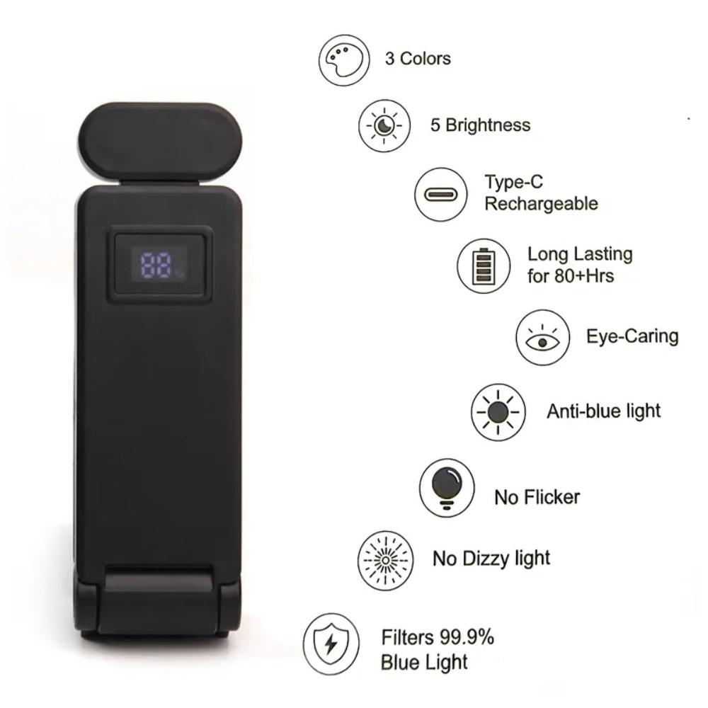 USB Charging Clip Reading Light Bookmark Light Folding Clip Book Light LED Reading Lamp Mini Desk Lamp Eye Protection Book Lamp