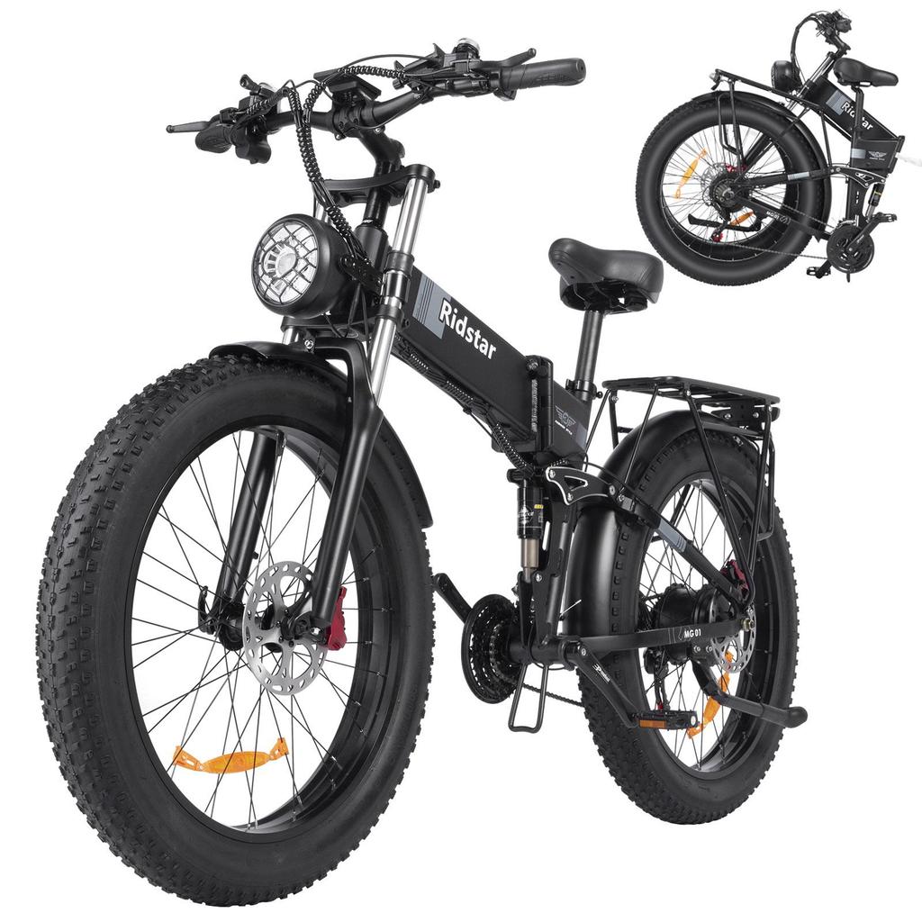 Ridstar-H26PRO Folding Electric Bike 48V 23Ah High-Capacity Battery, 70-Mile Max Range,  Ideal for Urban Commute & Daily Travel