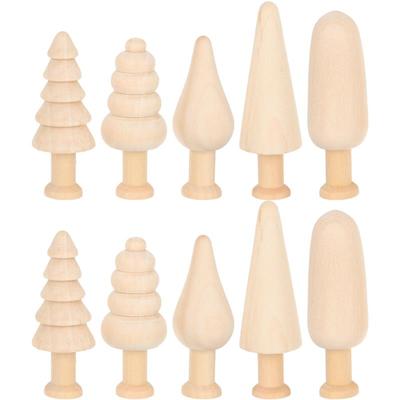 10pcs Unfinished Wooden Christmas Tree Painted Crafts Peg Dolls DIY Craft Graffiti Painting Blank Nursery Ornament Xmas Decor