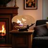 Ovral Tabletop Fireplace Hotel Villa Indoor Ethanol Fire Pit Metal Matte Black Fireplace Perfect for Gathering Decoration