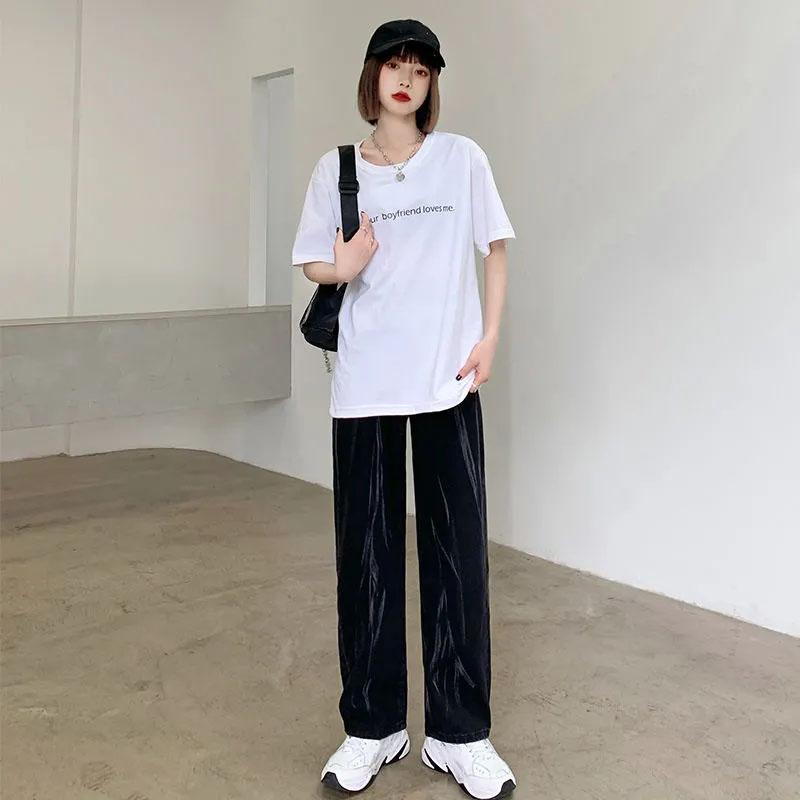 Blugi skinny cu talie înaltă Pantaloni largi, drepți, cu picioare largi, ocazional pentru femei