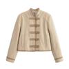 2025 Winter Damen Retro Froschknopf Stehkragen Jacke
