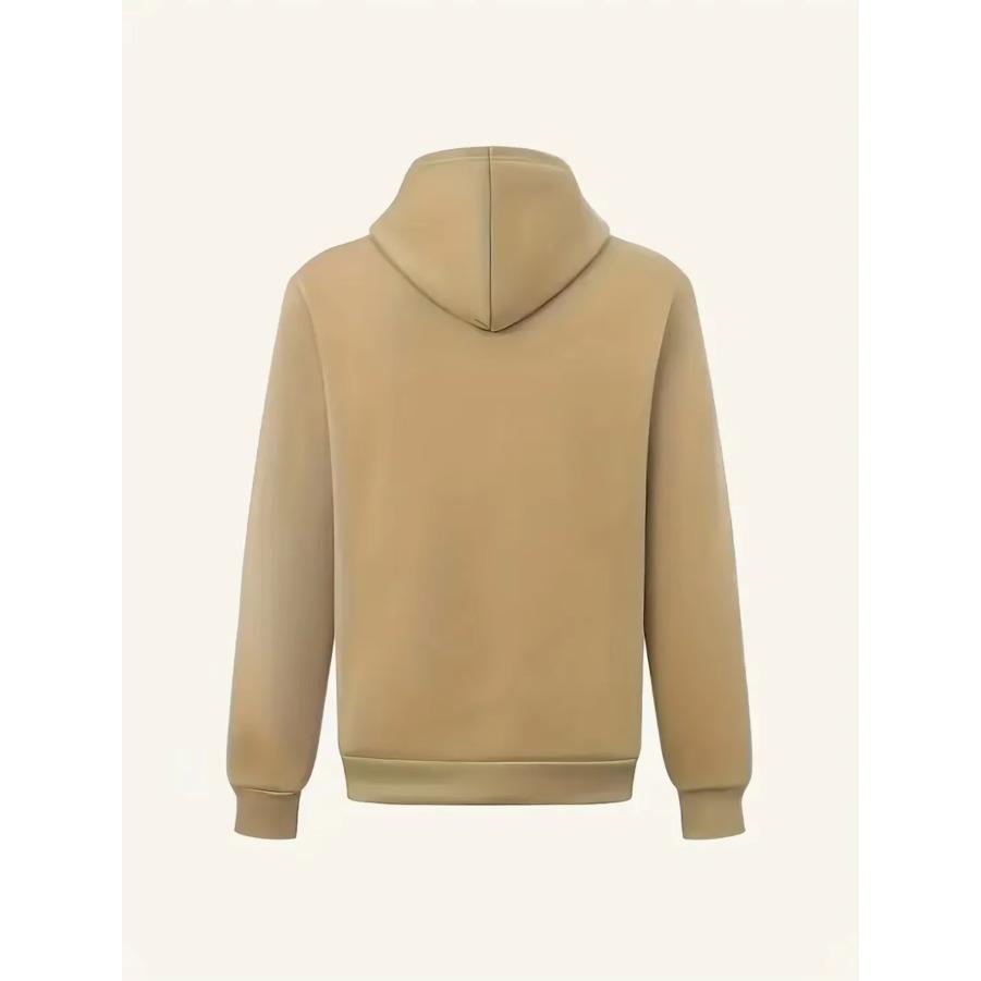 Fall/Winter New Arrival Men's Fleece Hoodie High Quality Solid Color Hooded Sweatshirt Male Fashionable Street Style Sweatshirt