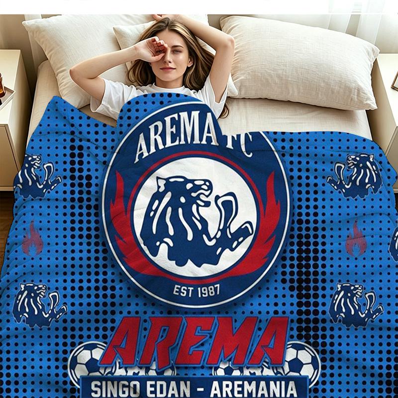 Arema FC Print Flannel Blanket High Quality Warm Comfortable Cover for All Seasons Perfect for Gifts Home Decor