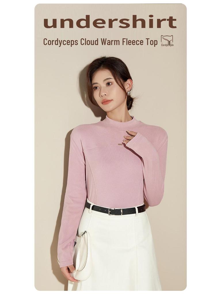 2025 Autumn/Winter Women's High Neck German Velvet Thickened Base Layer Long Sleeve Top