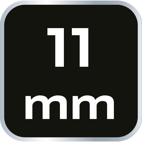Long twelve-point socket 1/2", 11 mm