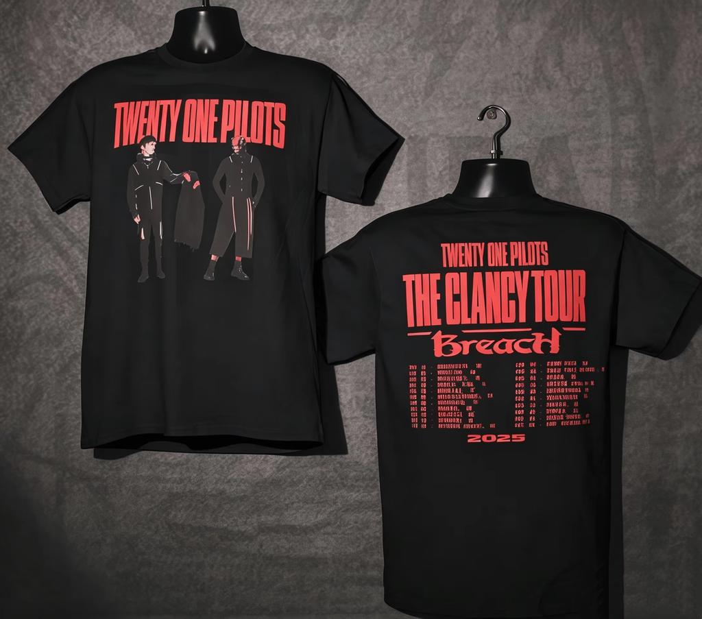 2026 New Twenty One Pilots "Breach" 2026 Tour Back‑Print Graphic‑Print Unisex Loose‑Fit Short‑Sleeve T‑Shirt, Y2K Street‑Style Casual Summer Top