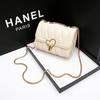 High-end Elegant Small Square Bag with Pleats, Chain, Heart Strip, Crossbody Small Bag