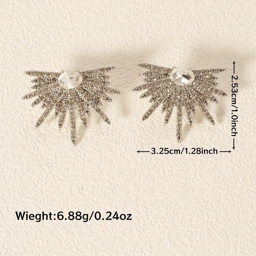 1 Pair Sparkling Wing-Shaped Earrings with Rhinestones - Elegant, Lightweight Statement Earrings for Women, Ideal for Weddings, Proms, and Parties