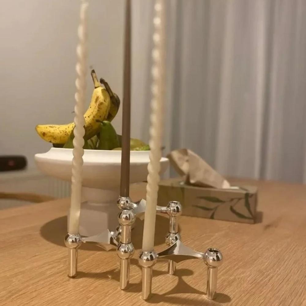 Nordic Candle Holder Metal Molecular Structure Triangle Candlestick Vintage Candle Stand  Gift
