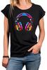 Ladies Headphone Print Music Motif Hip Hop Style T Shirt Vintage 90s Top-
