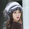 Rex Rabbit Fur Hat Genuine Fur Ear Protection Thick Warm Fashionable Fox Fur Flower Duckbill Cap New All-match Autumn and Winter Women's Hat