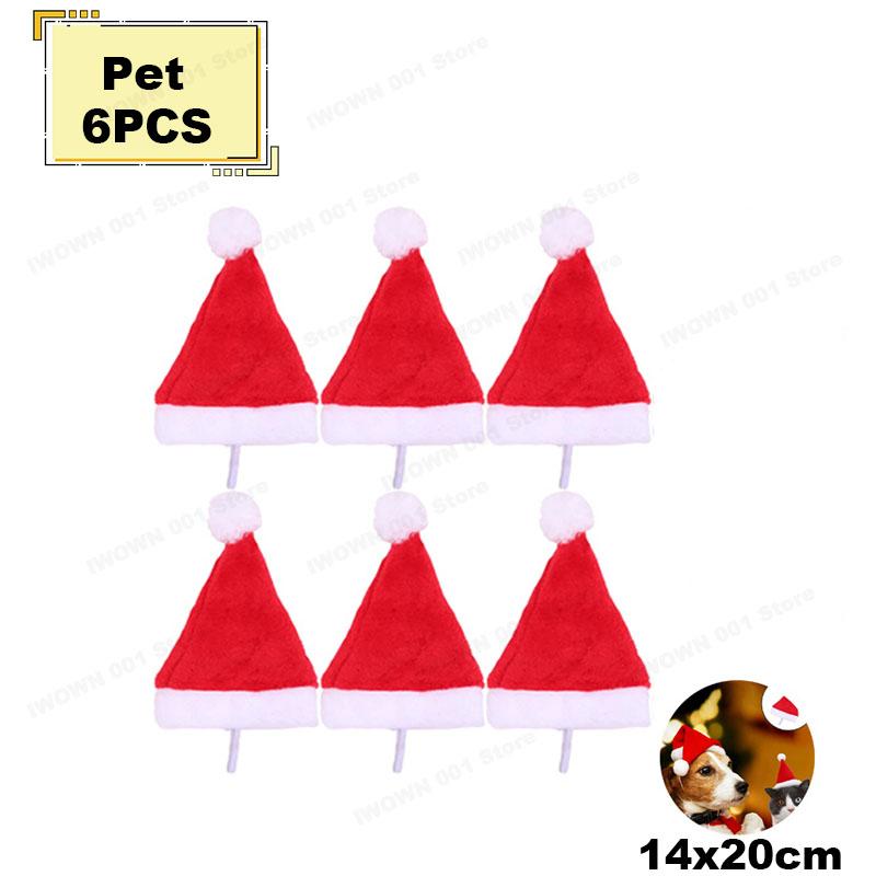 1-20PCS Christmas Pet Santa Hat Red Plush Soft Holiday Cap for Dogs Cats Festive Party Costume Cute Photoshoot Decoraton