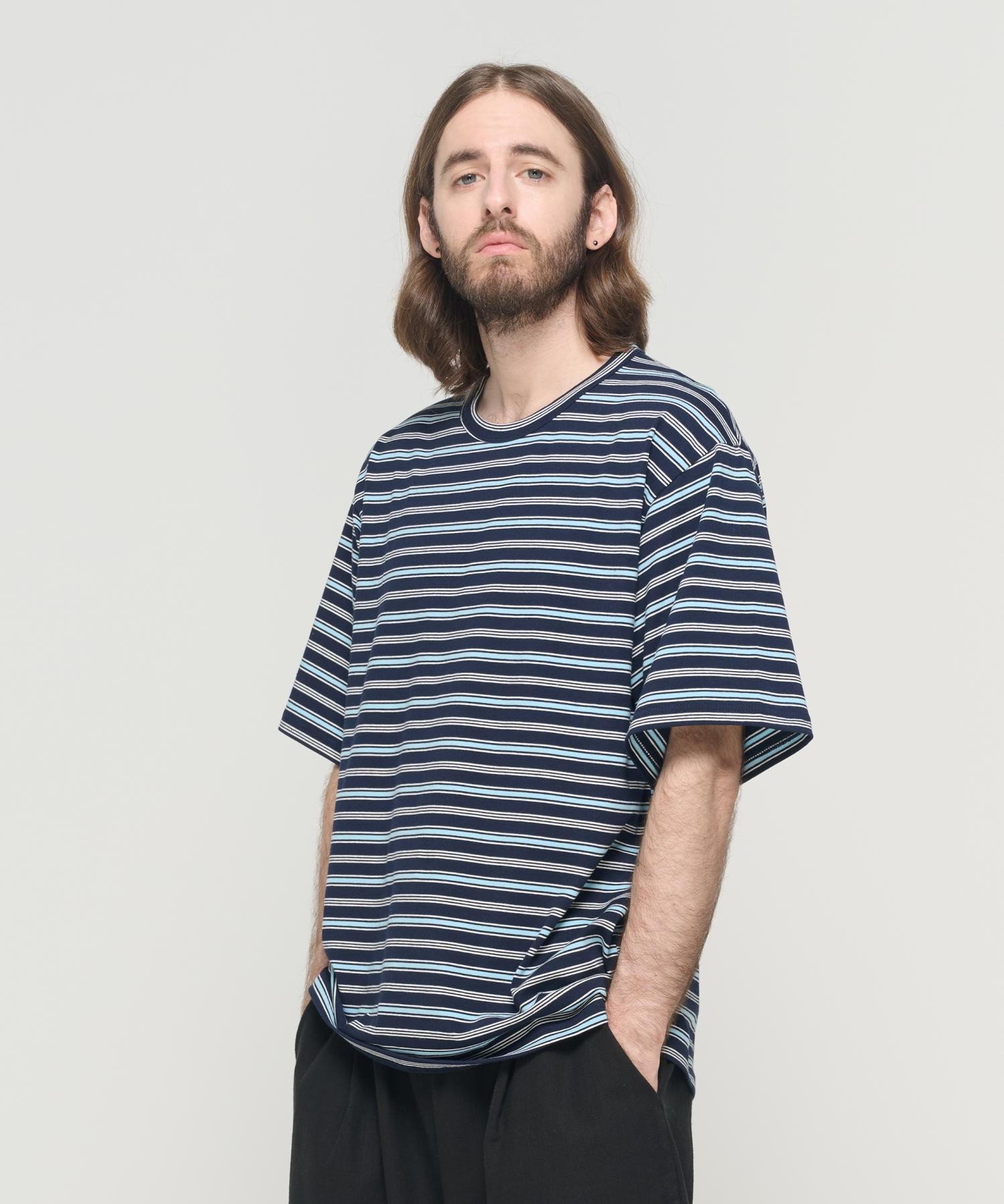 Cargo Bros Striped Short Sleeve T-Shirt (Navy) Free