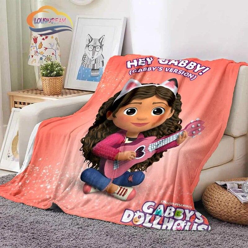 Cartoon Gabby's Dollhouse Cute Cashmere Blanket Children and Girls Warm Portable Plush Cozy Throw Blanket Bed Sofa Blanket