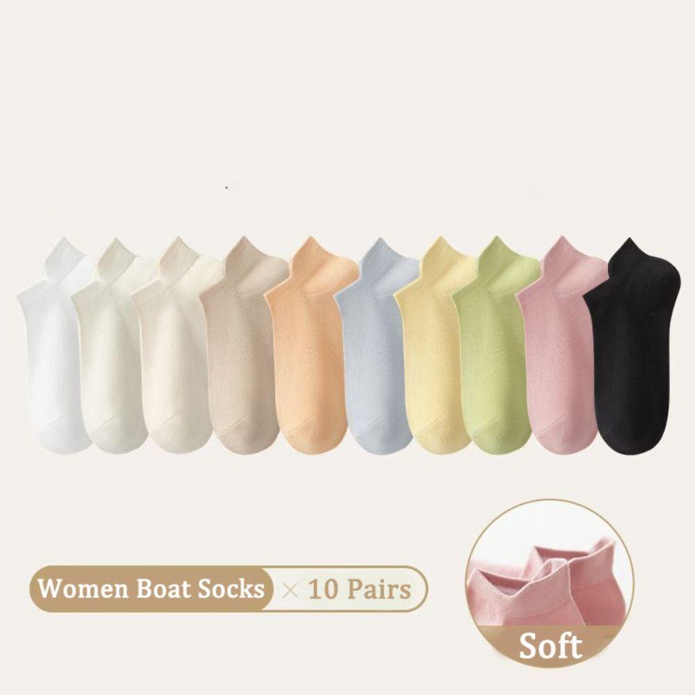 10Pairs Korean Style Invisible Boat Socks Candy Color Ear Lifting Socks Mesh Short Socks  Daily