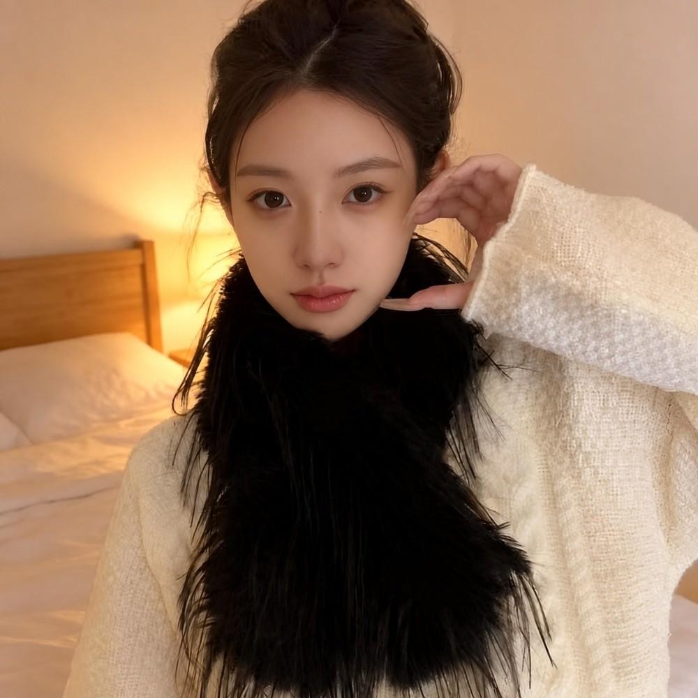 Thicken Warm Plush Scarf Soft Plush Thickened Scarf Kawaii Faux Fox Fur Scarf Daily Wear