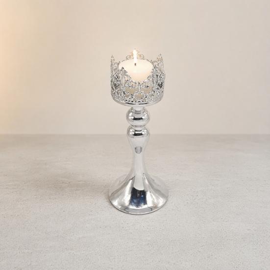 Huaqianguhh Candle Holder, European Style Crown Metal Candlestick, Decorative Holder for Dinner Room Table Centerpiece Mantel Wedding Party Decor