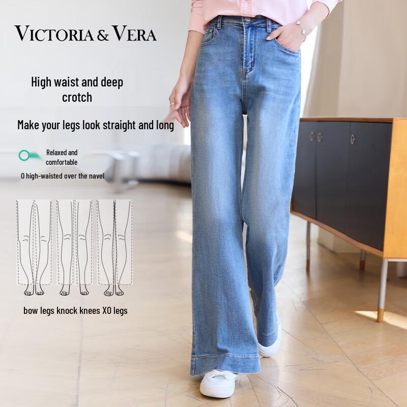 

VICTORIA&VERA Women s Relaxed Wide-Leg Jeans L