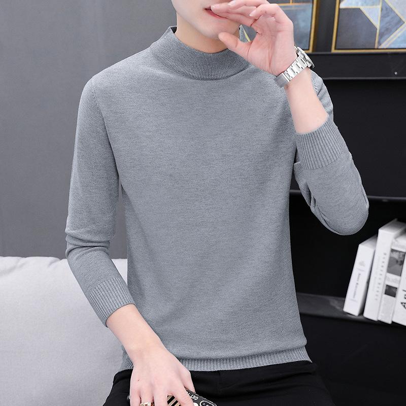

Men s Round Neck Sweater Autumn and Winter Large Size Loose Knitted Sweater Solid Color Inner Long-sleeved Bottoming Shirt Keep Warm Top 4XL