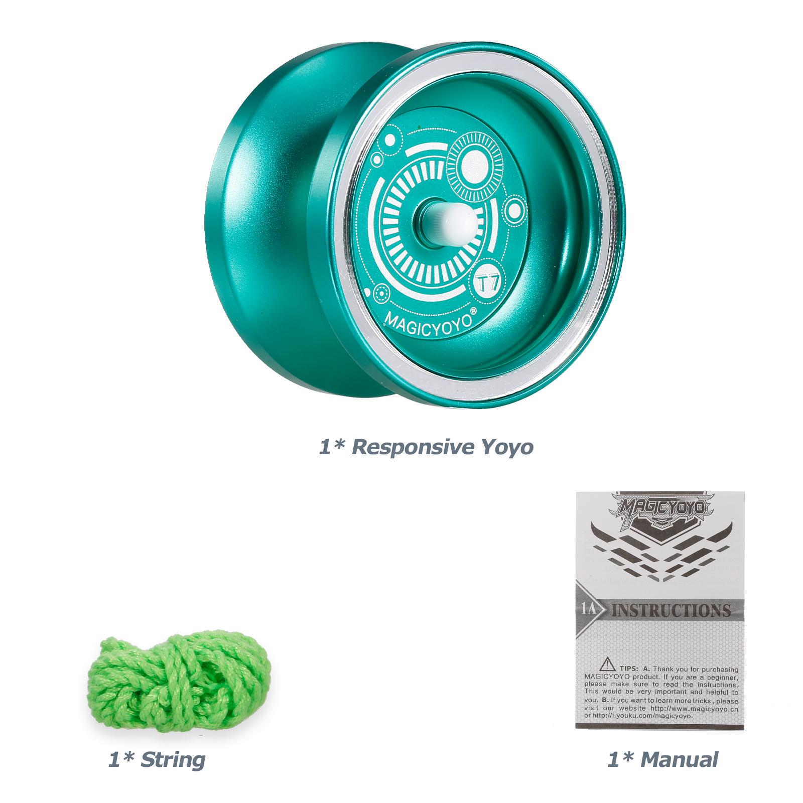 

MagicYoyo T7 Отзывчивые йо-йо для детей, йо-йо для начинающих с узким подшипником, стальной осью, корпусом из алюминиевого сплава, для лупинга зелёный