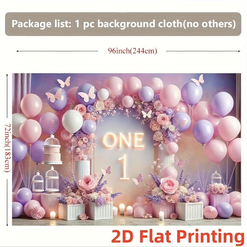 2D plane pink and purple party backdrop suitable for the first birthday party indoor and outdoor decoration polyester fiber