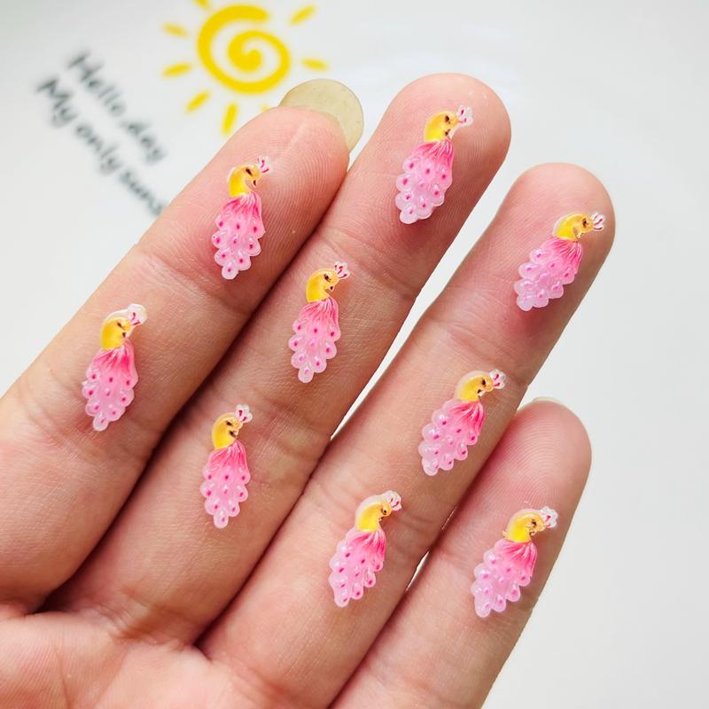 50 Pezzi Nuovo Carino Mini Resina Cartone Animato Animale Pavone Flatback Ornamento Fai da Te Creazione Gioielli Manicure Accessori per Capelli A43