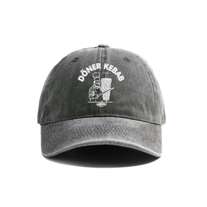 Doner Kebab Hat for Men Women Adjustable Distressed Hats Classic Doner Kebab Washed Baseball Cap