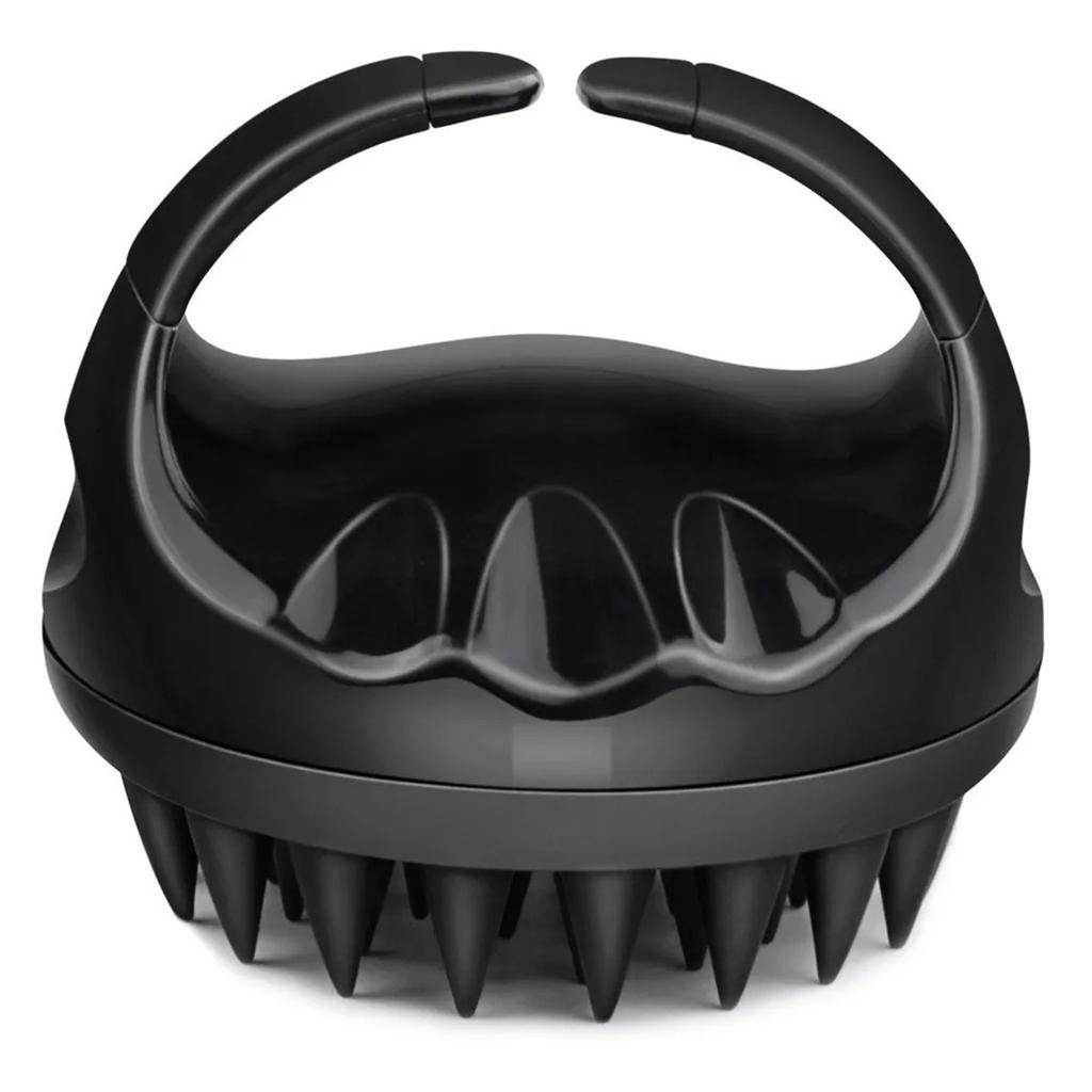 Shampoo Brush Portable Soft Silicone Wet Dry Dandruff Removal Scalp Massager Scrubber for Hair Care Black