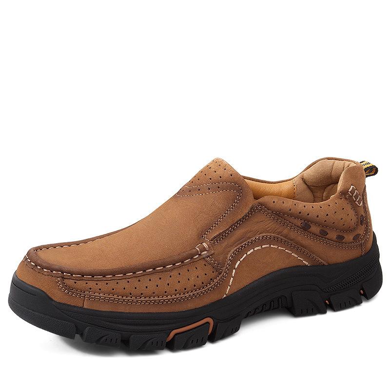 Plus Size 46 Leather Casual Shoes Men's Outdoor Sports Climbing Shoes Wear Sleeve Feet Middle-Aged Father Shoes