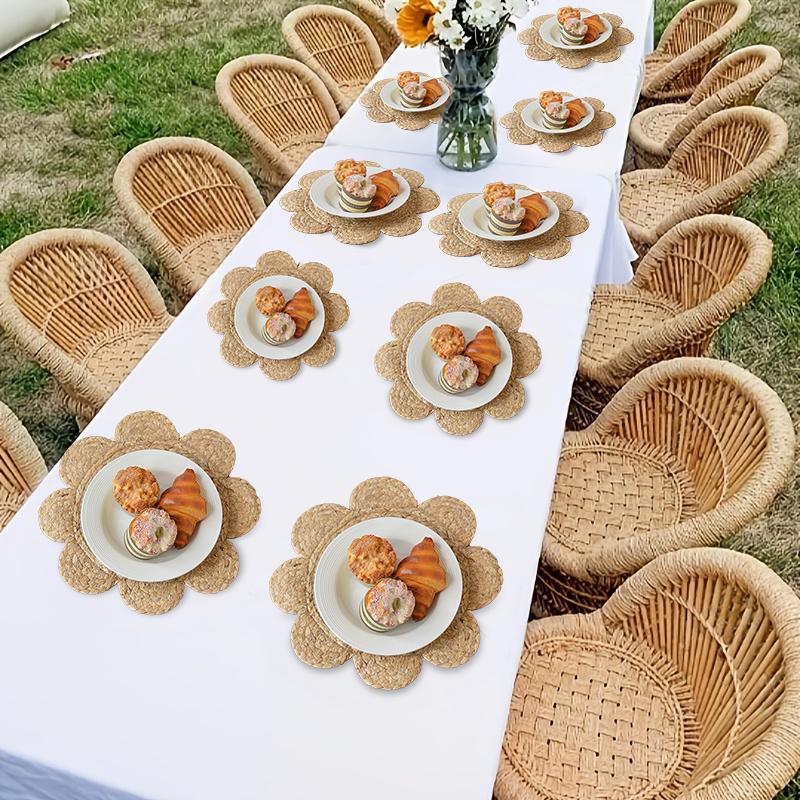 1PC Woven Heat-Resistant Flower-Shaped Eco-Friendly Placemat Insulating Husk Multi-Purpose Natural Home-Use Corn Durable