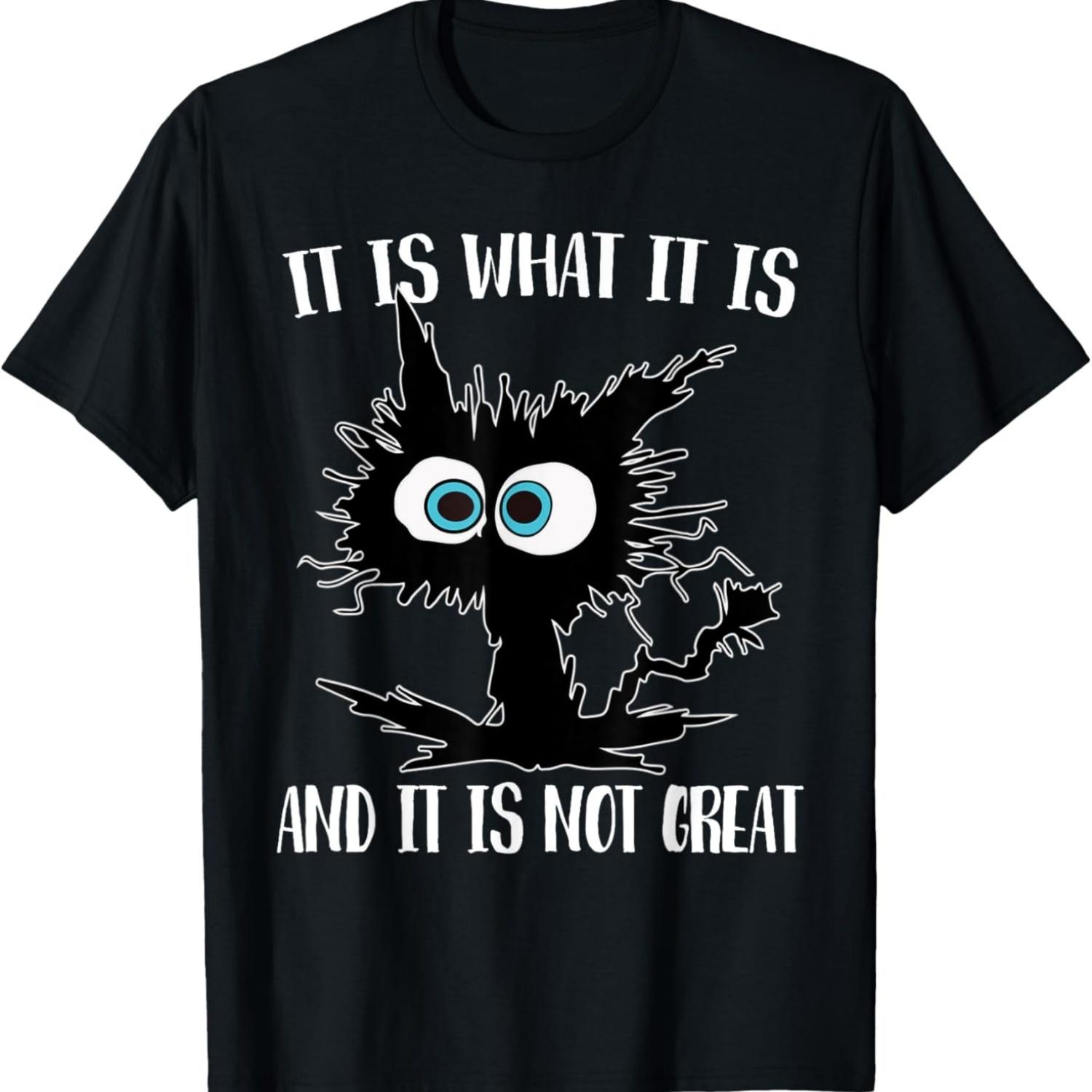 It Is What It Is And It Is Not Great Funny Cat Meme T-Shirt S чёрный