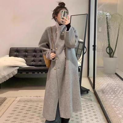 New Autumn and Winter Gray Woolen Coat for Women, Mid-length, High-end, Korean Style, Loose and Slim Woolen Coat
