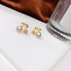 Exquisite Copper Gold-Plated Cherry Studs: 7-8mm Bun Beads - Fresh, Versatile Ear Ornaments